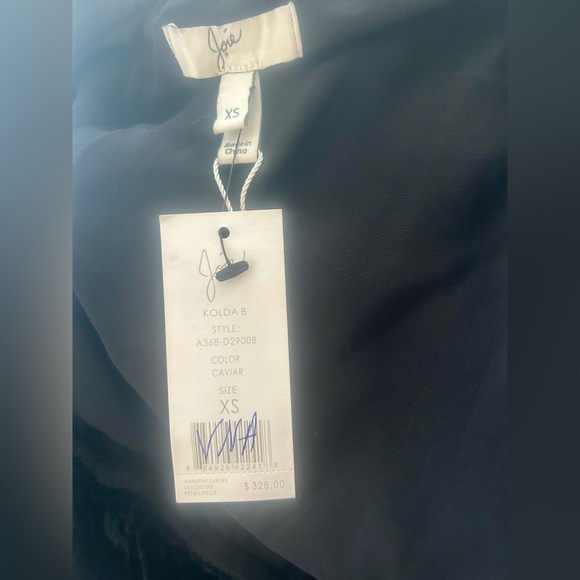 NWT Joie Kolda Velvet Black One Shoulder Ruffle Mini Dress sz XS Luxe - Picture 8 of 17